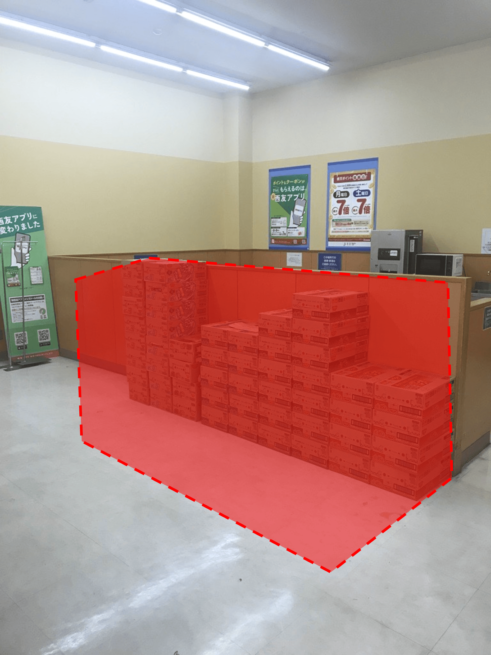 店内入口横 プロモーション用途や物販、食物販のポップアップストアに最適なスーパー店内催事イベントスペース