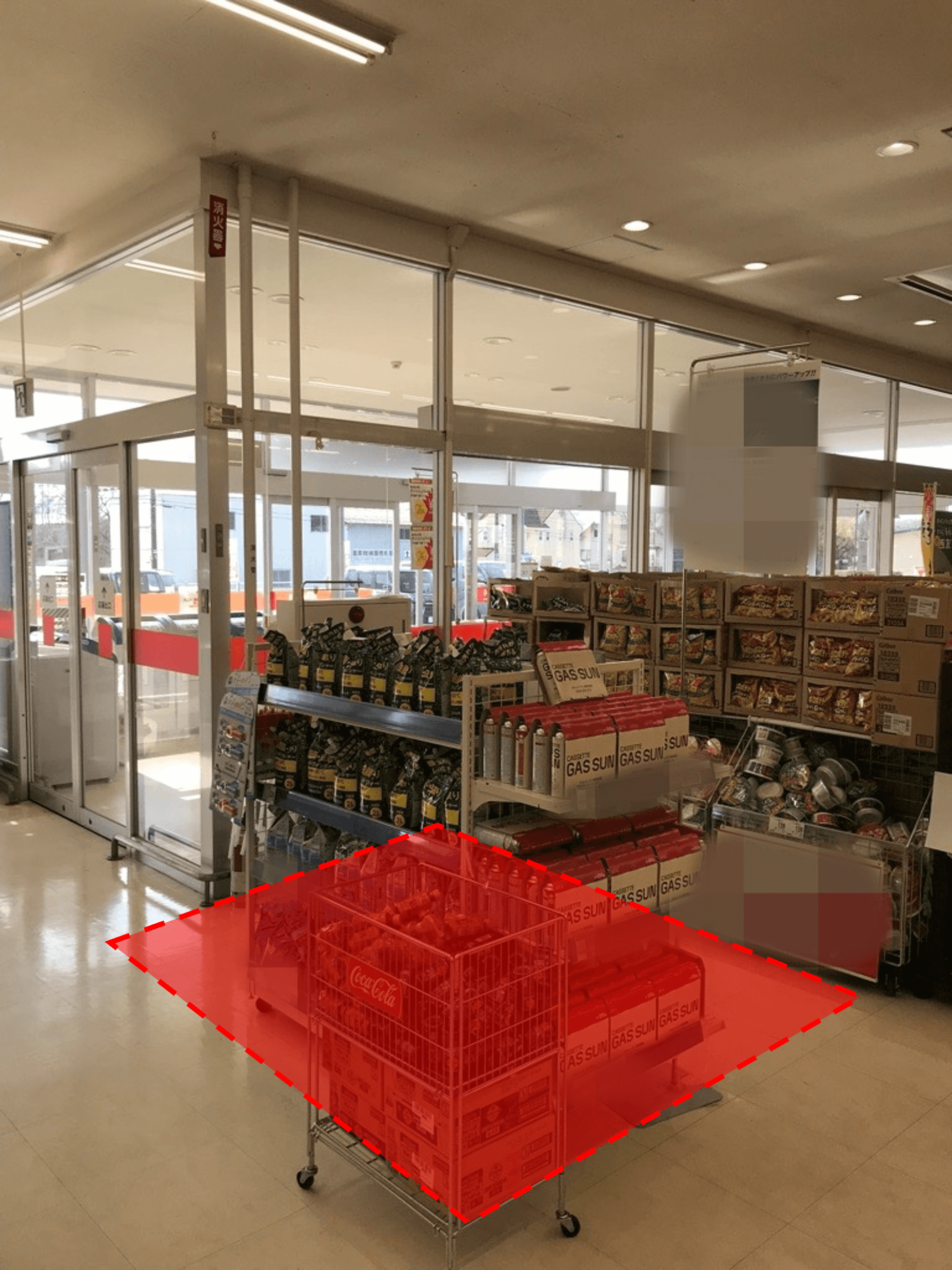 レジ横入口前 プロモーション用途や物販、食物販のポップアップストアに最適なスーパー店内催事イベントスペース